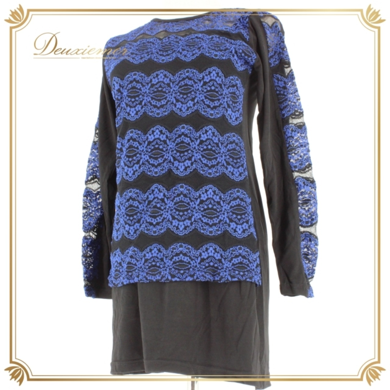 社交ダンス 衣装 スタンダード トップス レッスンウェア レディース 黒 青 ブルー系 ブラック系 レース 長袖 練習着 花柄 バイカラー シック おしゃれ 伸縮性 フォーマル プロフェッショナル カスタマイズ可能 舞台 衣装 上品 普段使い エレガント スタイリッシュ ダンスレッスン 講師向け コスチューム モダン ダンスウェア ブラウス デザイン トレーニング ウェア