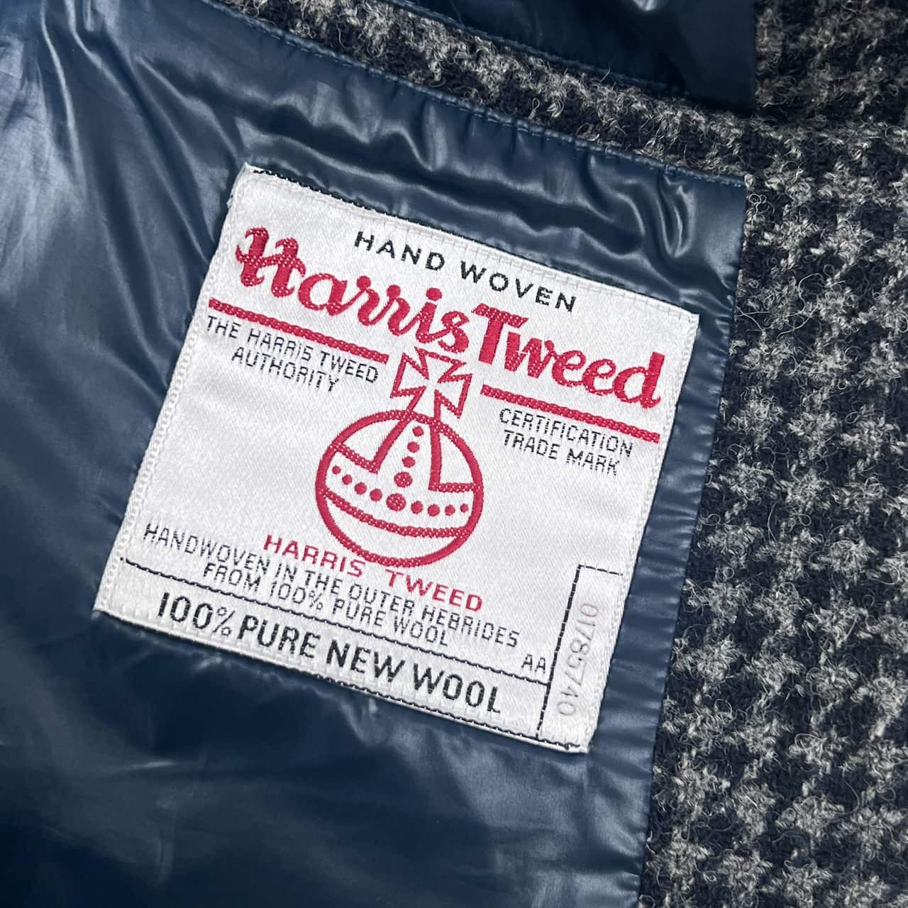J.PRESS ジェイプレス HARRIS TWEED 千鳥柄 ダウン ベストジャケット L/グレ×ブラック 系 メンズ