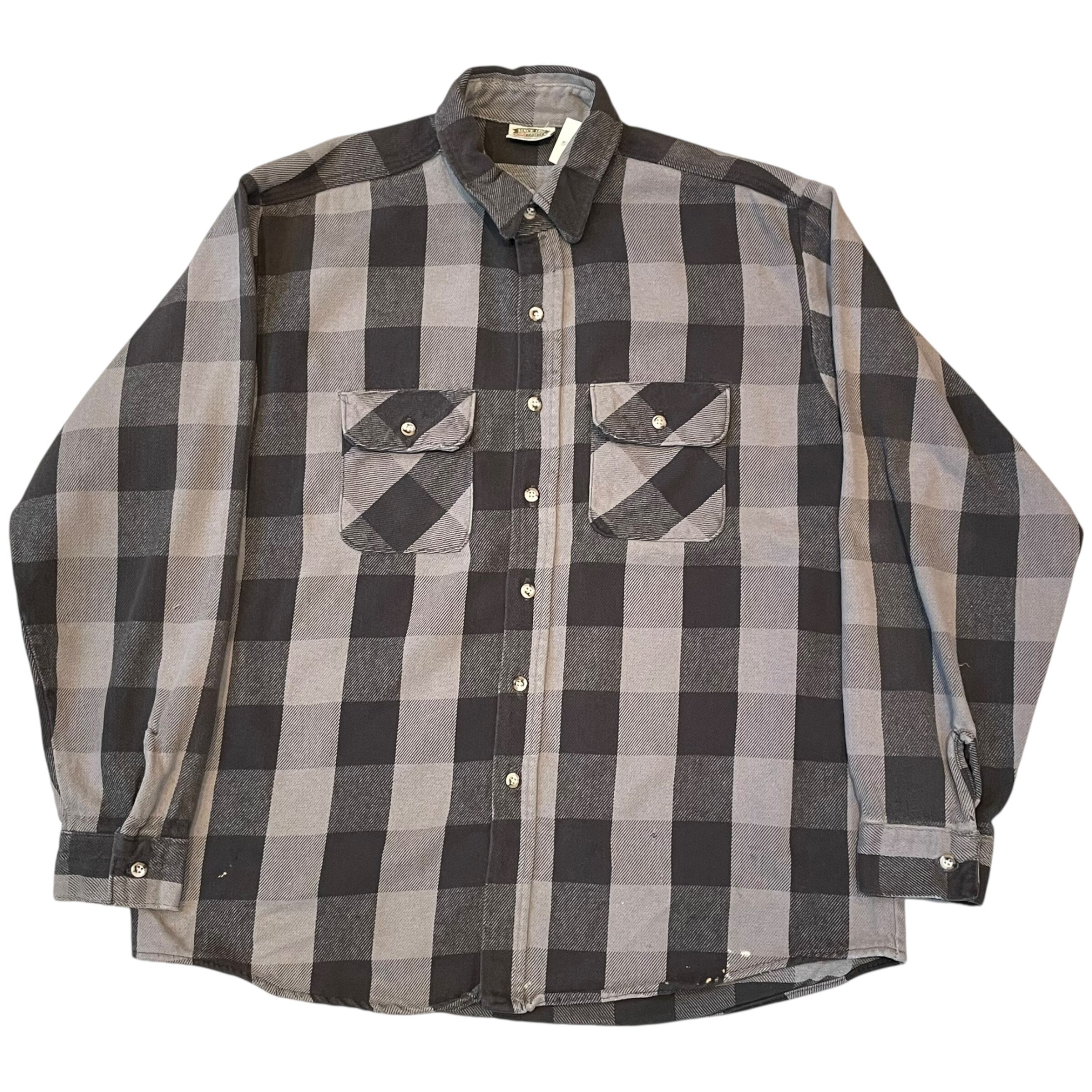90s FIVE BROTHER "Black × Gray"Buffalo check flannel shirt