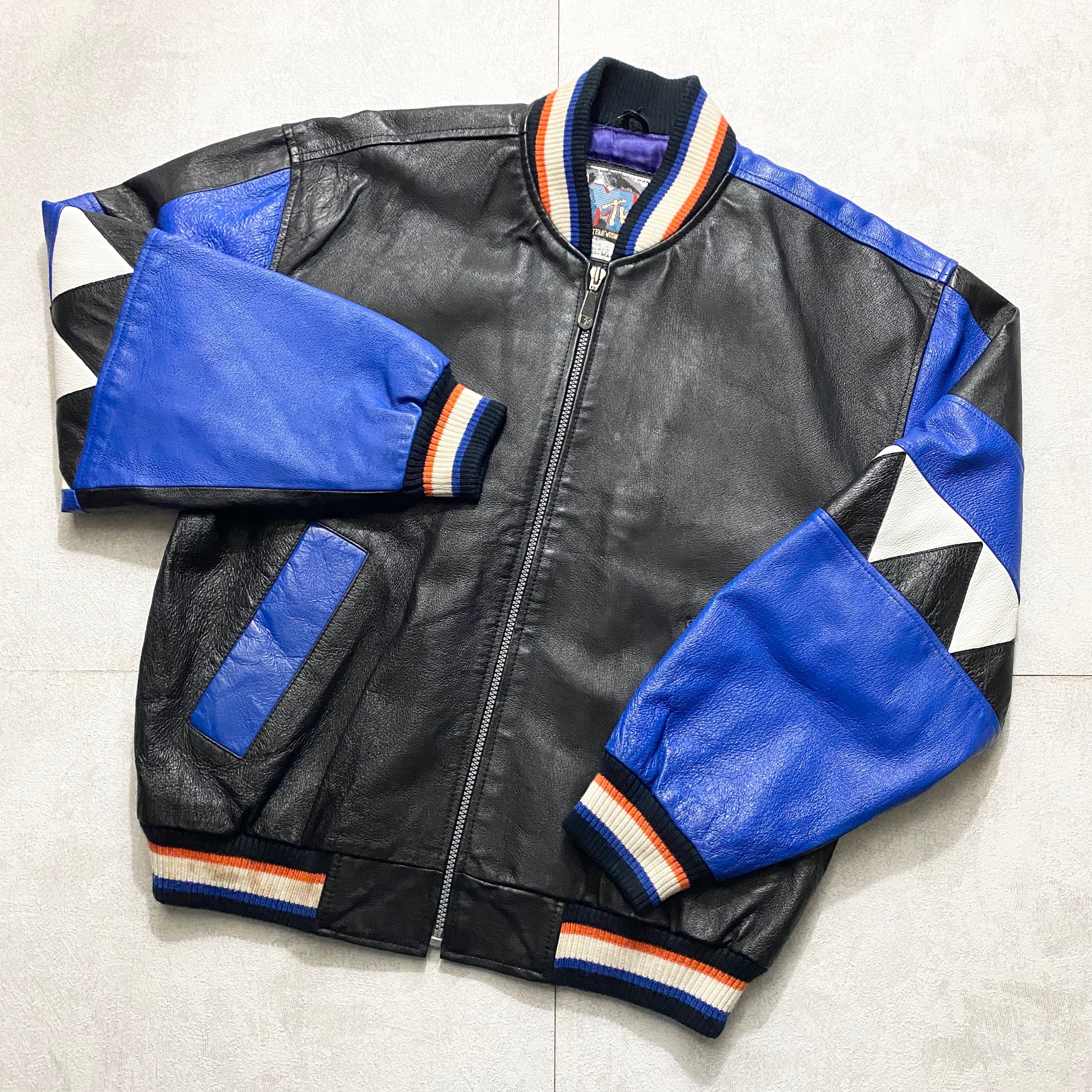 vintage 1992's MTV color switching leather jacket | NOIR ONLINE