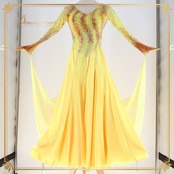 社交ダンス 衣装 クリスアン chrisanne ロビンフッド ROBINHOOD スタンダードドレス ワンピース ドレス イエロー系 オレンジ系 黄色 オレンジ フロート レース デモ 競技 ダンス パーティ 発表会 競技用ドレス デモ用衣装 キラキラ ビジュー