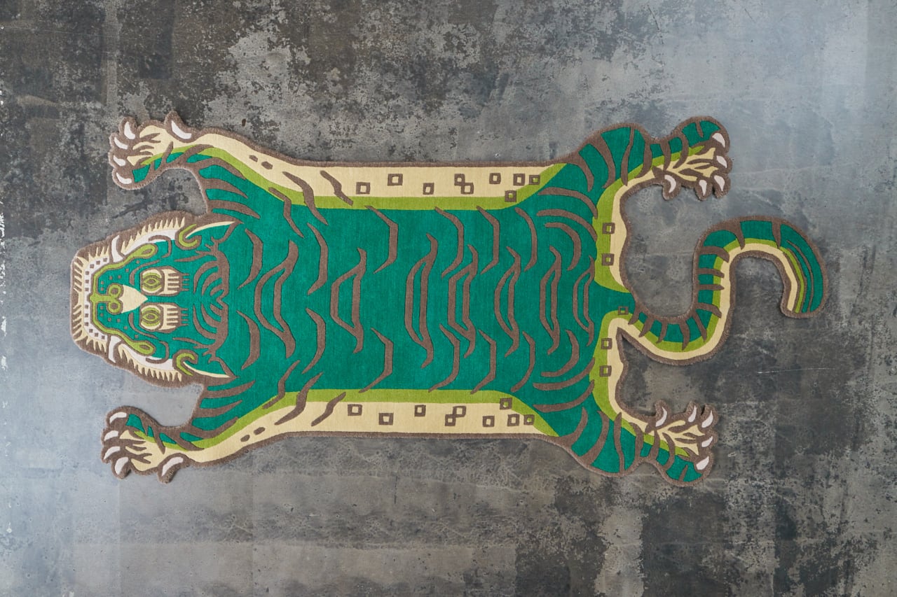 Tibetan Tiger Rug 《Lサイズ•ウール・オリジナル3・サファリグリーン