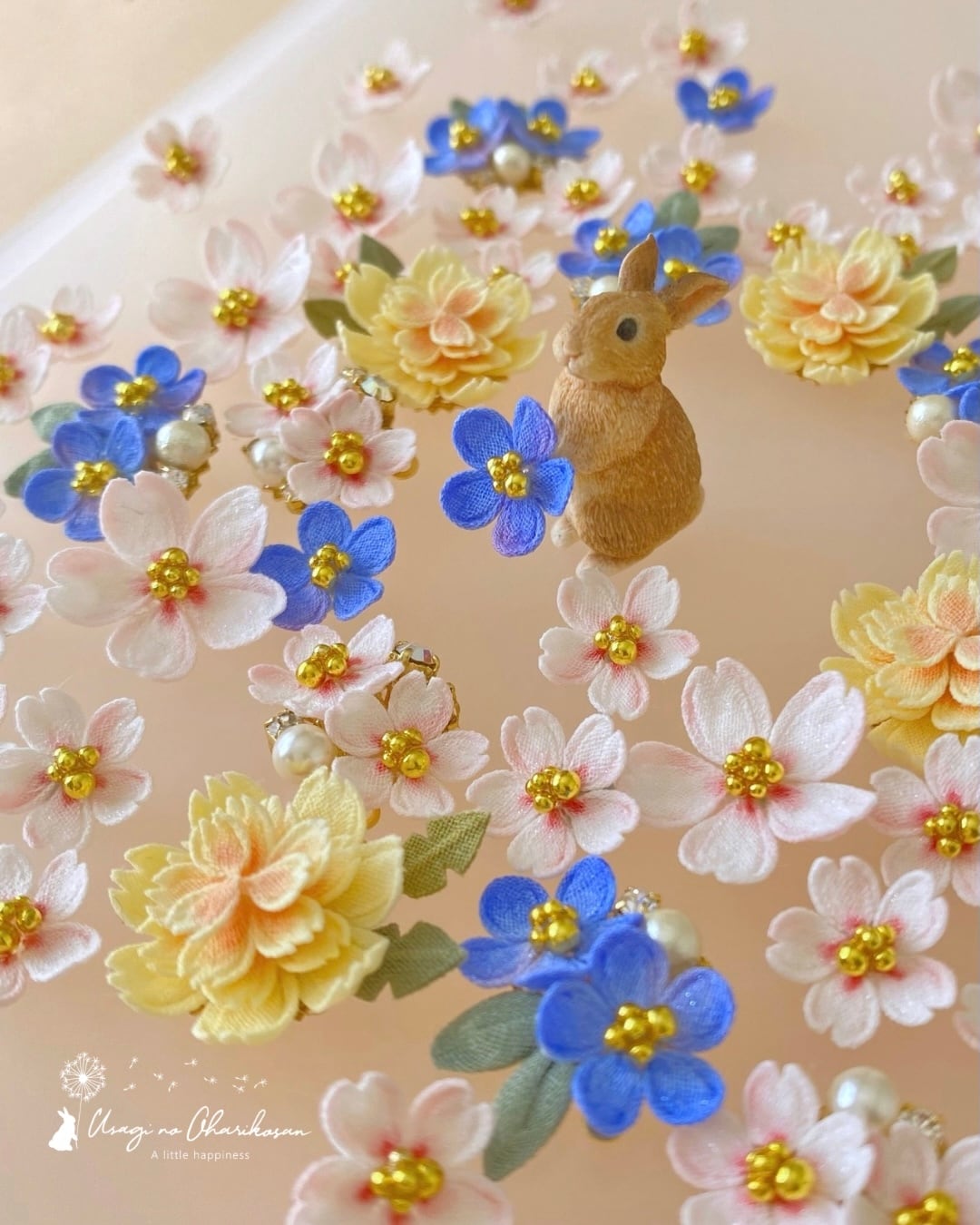 展示〉忘れな草のピアス/イヤリング | うさぎのお針子さん