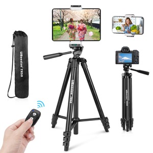 【新着特価】Ubeesizeスマホ 三脚 iPadカメラ三脚兼用 130cmタブレット三脚 リモコン付き 一眼フレ 3WAY雲台 360回転 パノラマ撮影 収納袋付き ゴープロ/アクションカメラ等対応 (深い黒) 130cm