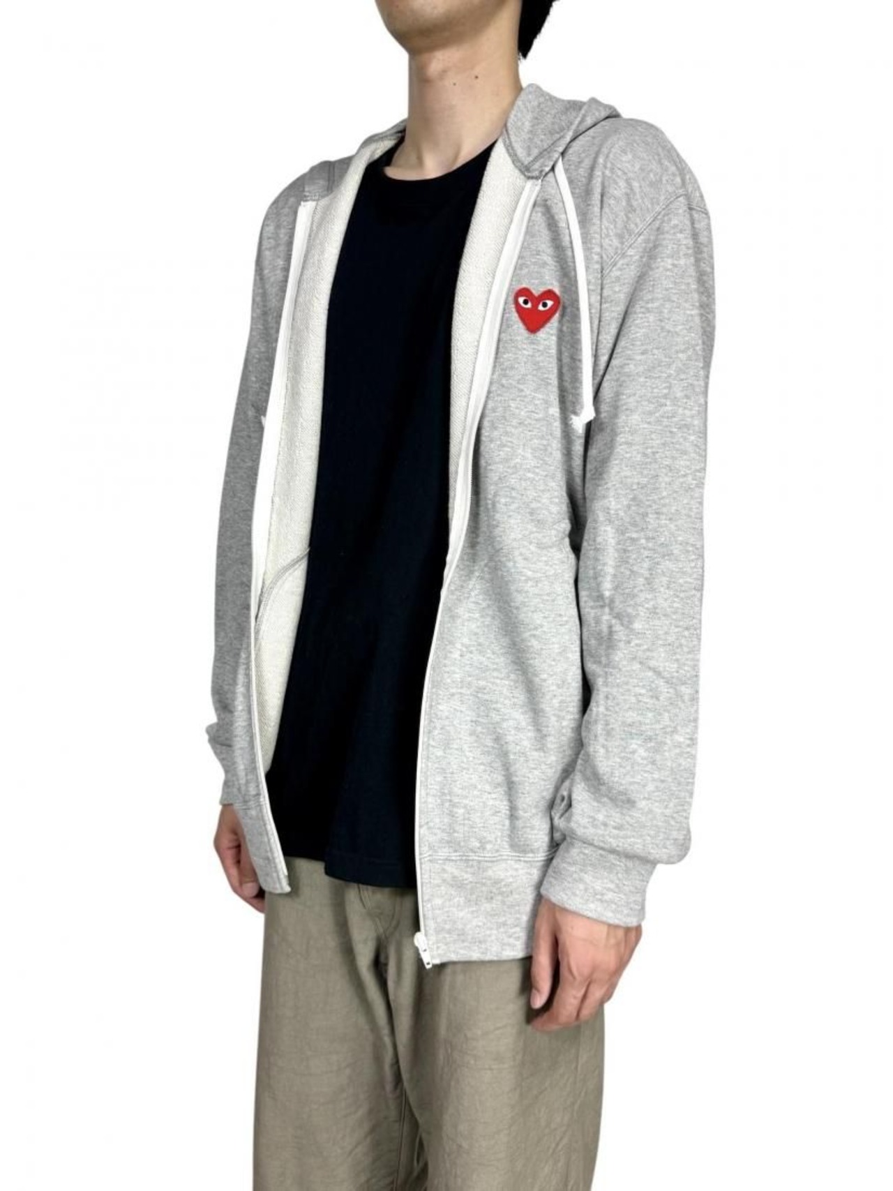 【PLAY COMME des GARCONS】T168(メンズ) 綿裏毛フルジップフーディ(赤エンブレム)
