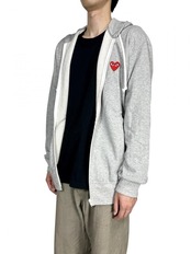 【PLAY COMME des GARCONS】T168(メンズ) 綿裏毛フルジップフーディ(赤エンブレム)