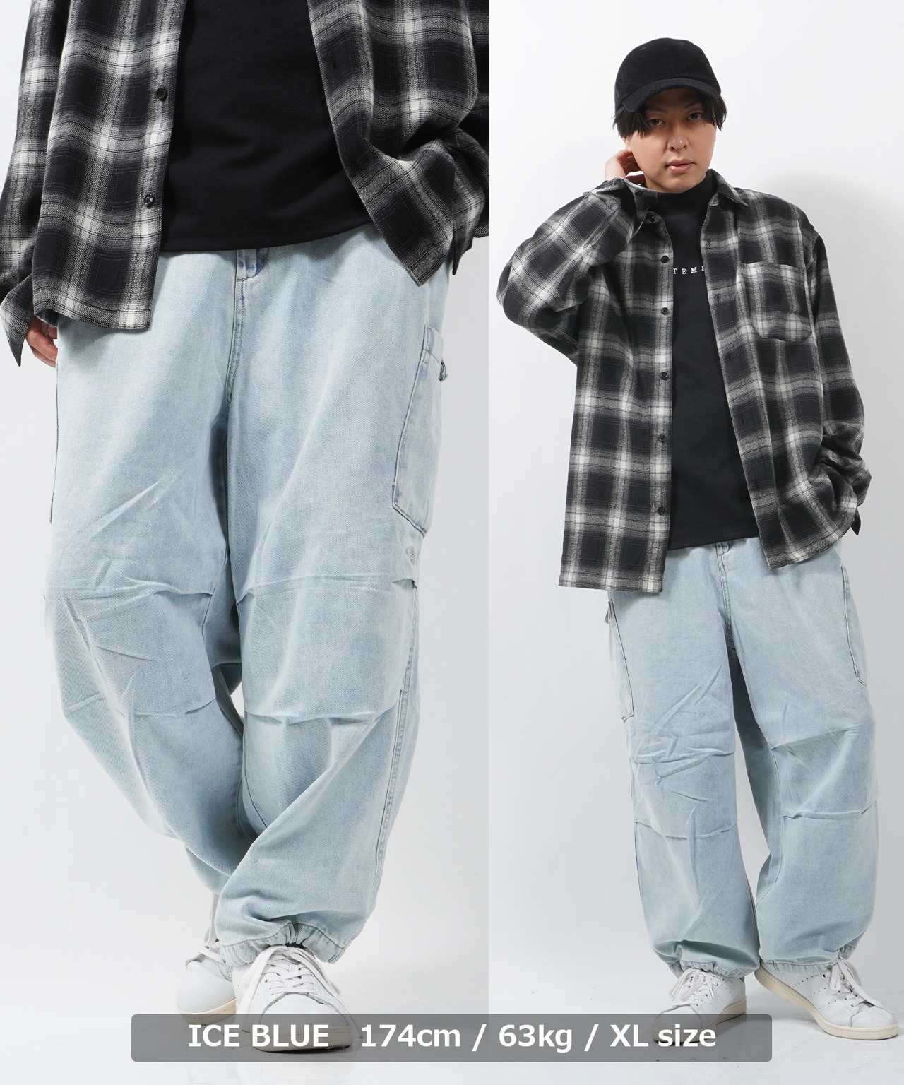 ＼SALE／◆ダック / デニム ワンポイント刺繍 バルーンカーゴパンツ◆ng-03123