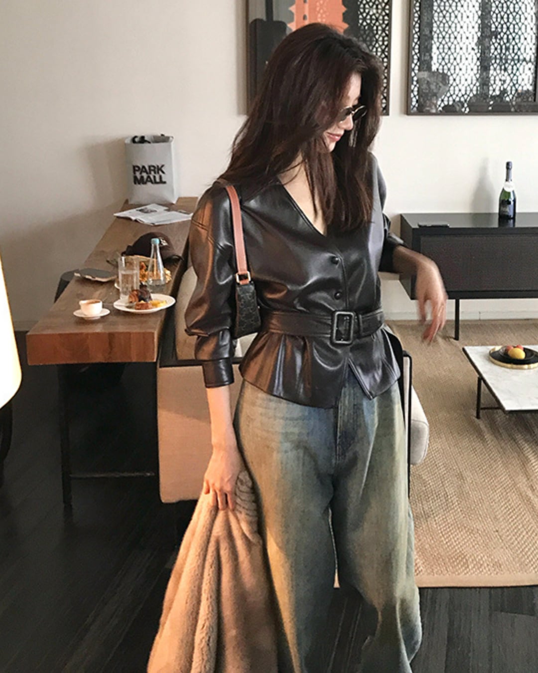 フェイクレザーシャツジャケット A25353