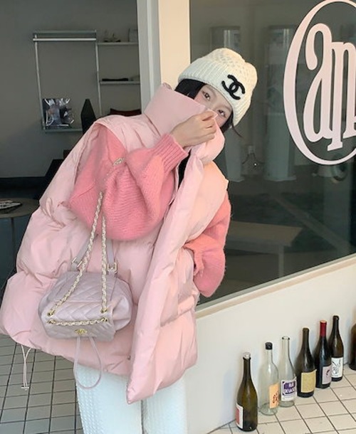 2024秋冬 暖かい 防寒 トップス ベストアウター ゆったり 丈長め カジュアル かわいいおしゃれファッションシルエット 甘め レディース ネックノースリーブ 色っぽ 女っぽ きれいめサイズ大人上品