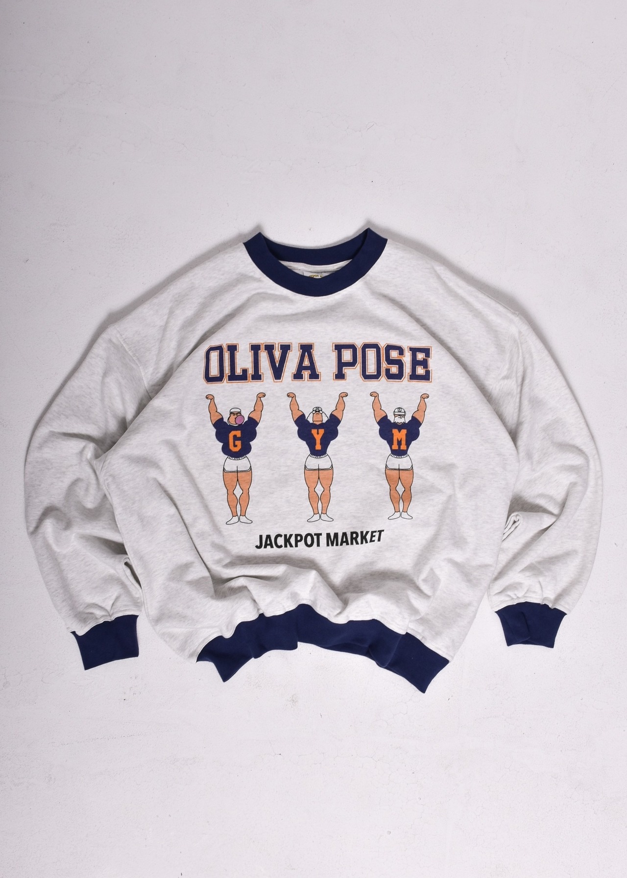 OLIVA POSE トレーナー　アッシュグレー×ネイビー