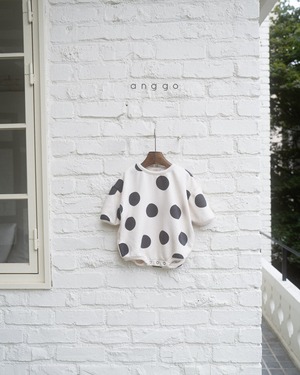 【anggo】デニッシュロンパース ドット 60〜80cm  240103