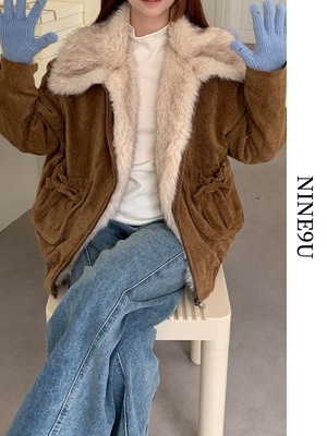 corduroy boa fur jacket【NINE9722】
