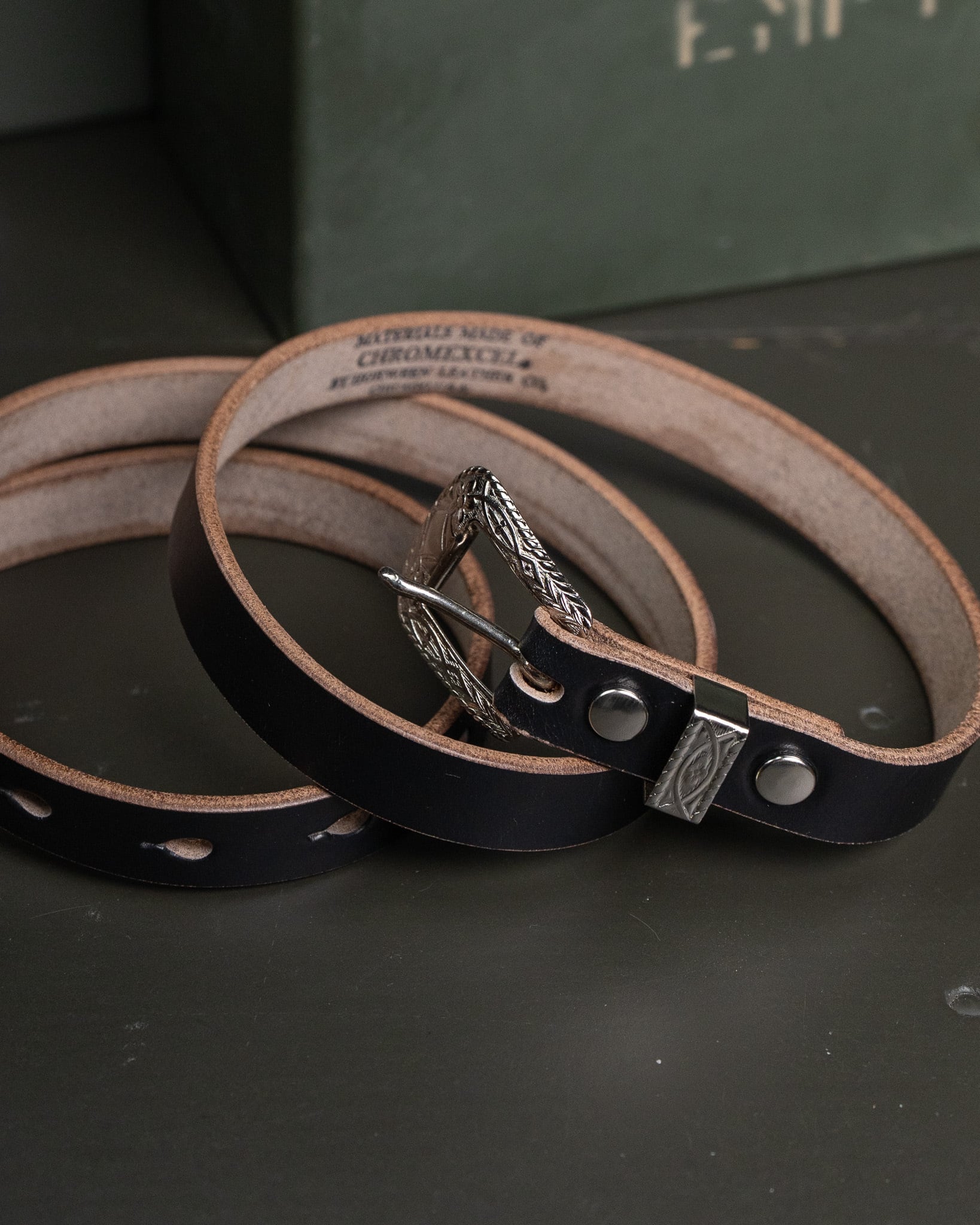 ウエスタンバックル Button Works】N&J x BW Western Buckle Chromexcel Narrow Belt #3