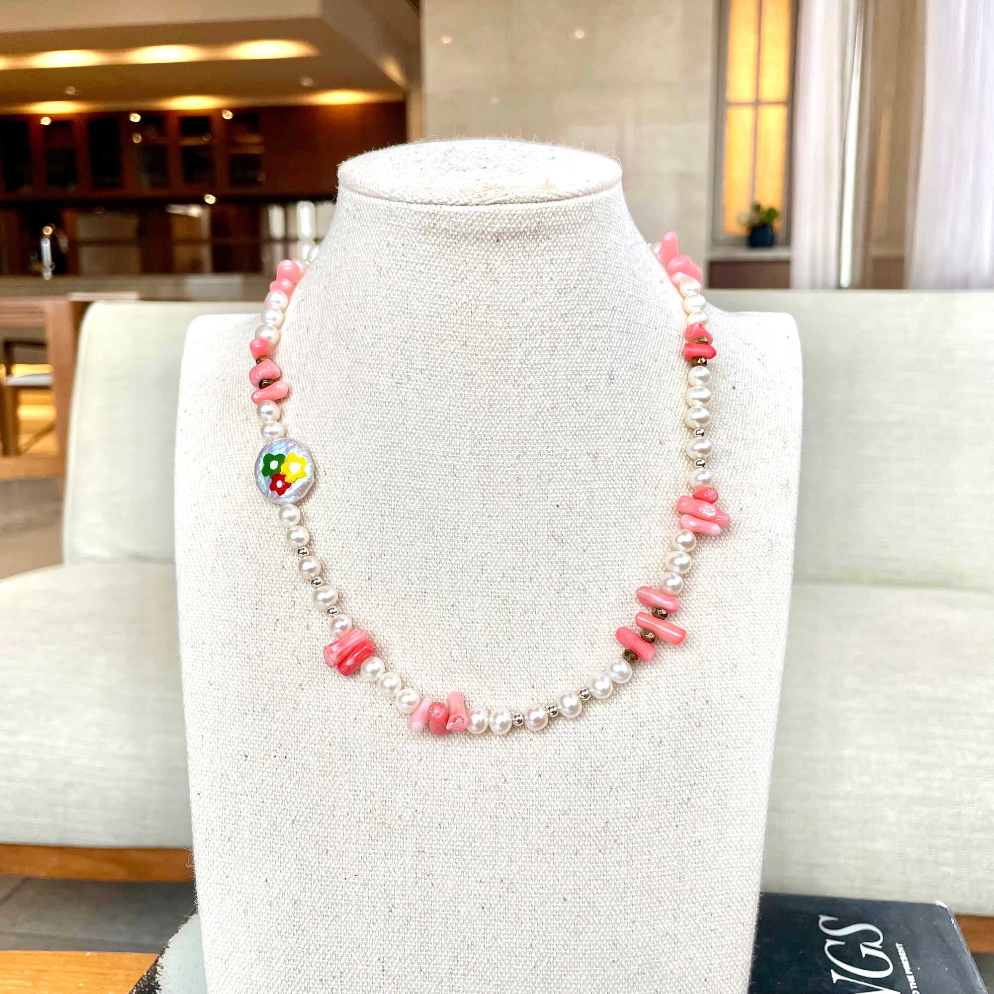 珊瑚パールネックレスまとめ 珊瑚とパールのネックレス – 針玉屋ホビネット