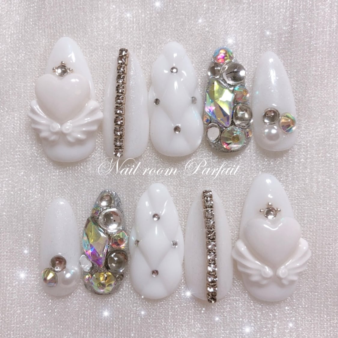 現品販売 ** ハート天使ネイルチップ【ホワイトS】 | Pay ID