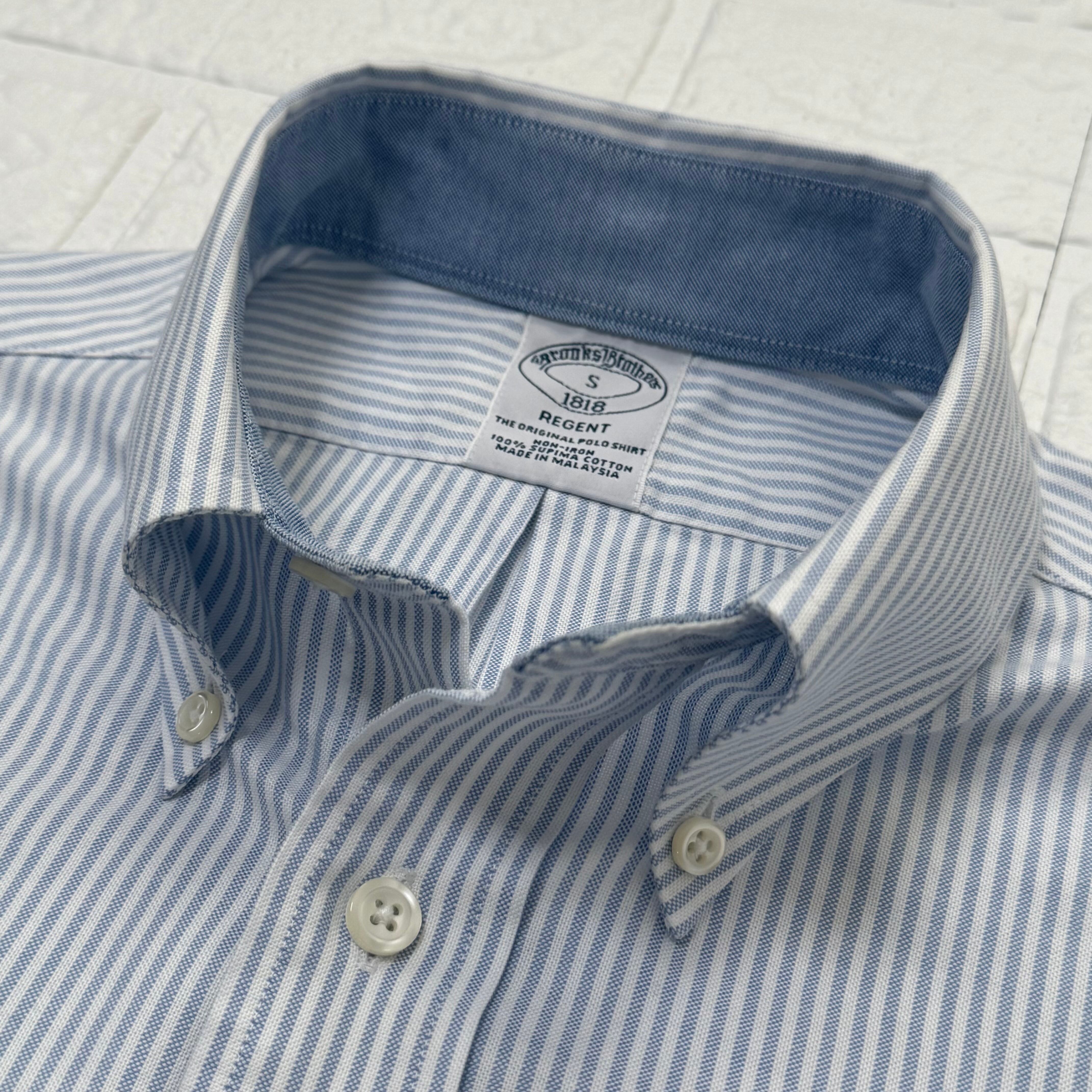 【美品】ブルックスブラザーズ　ボタンダウン　アメリカ製　キャンスト　ブルー Brooks Brothers キャンディストライプ オックスフォードボタンダウン