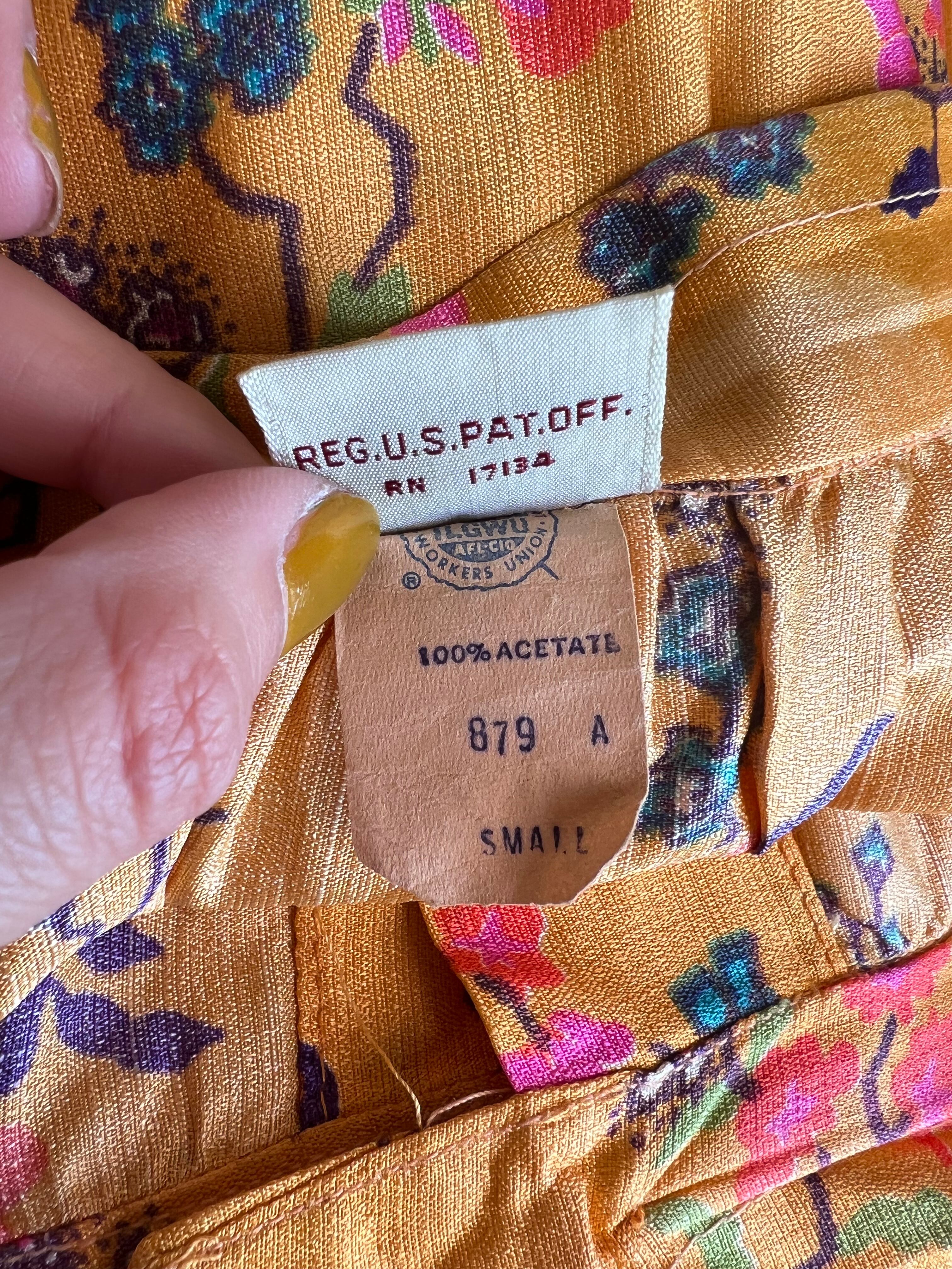 70s yellow × floral long skirt (ヴィンテージ イエロー × 花柄