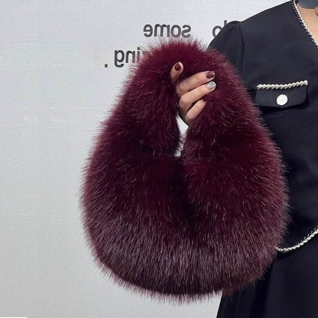 フェイクファー サークルバッグ ワイン BA00270