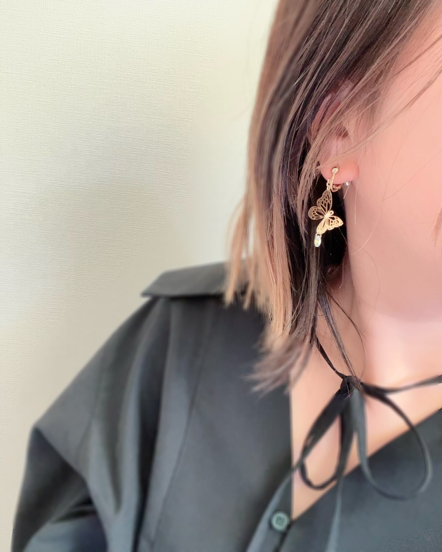 蝶々アシンメトリー ピアス イヤリング | ariahandmade