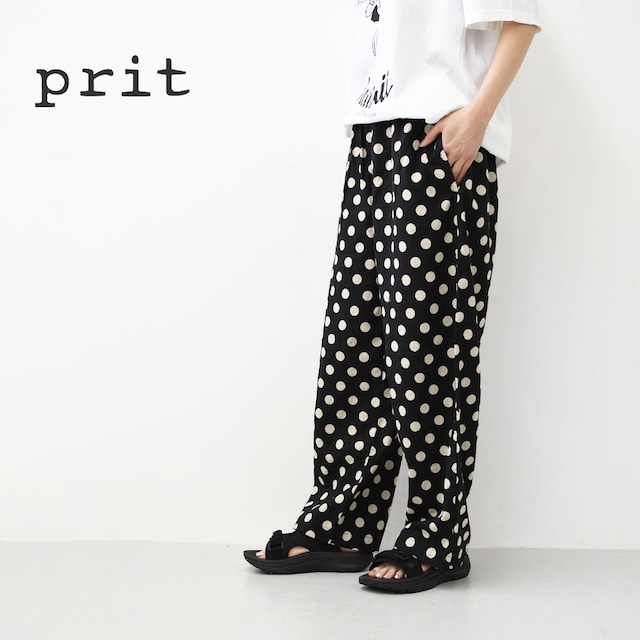 prit [プリット] 20/1リネンコットンシーチングドットプリントパジャマパンツ [P72618] イージーパンツ・ワイドパンツ・リラックスパンツ・ドット柄パンツ・水玉・リネンコットン・LADY'S [2026SS]