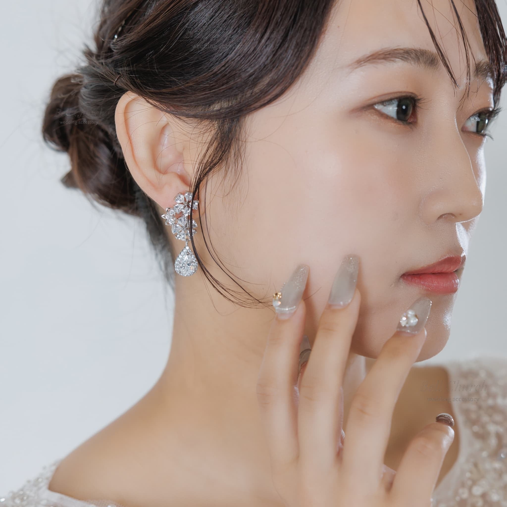 ブライダルピアス イヤリング｜ジルコニア｜フラワー お花モチーフ