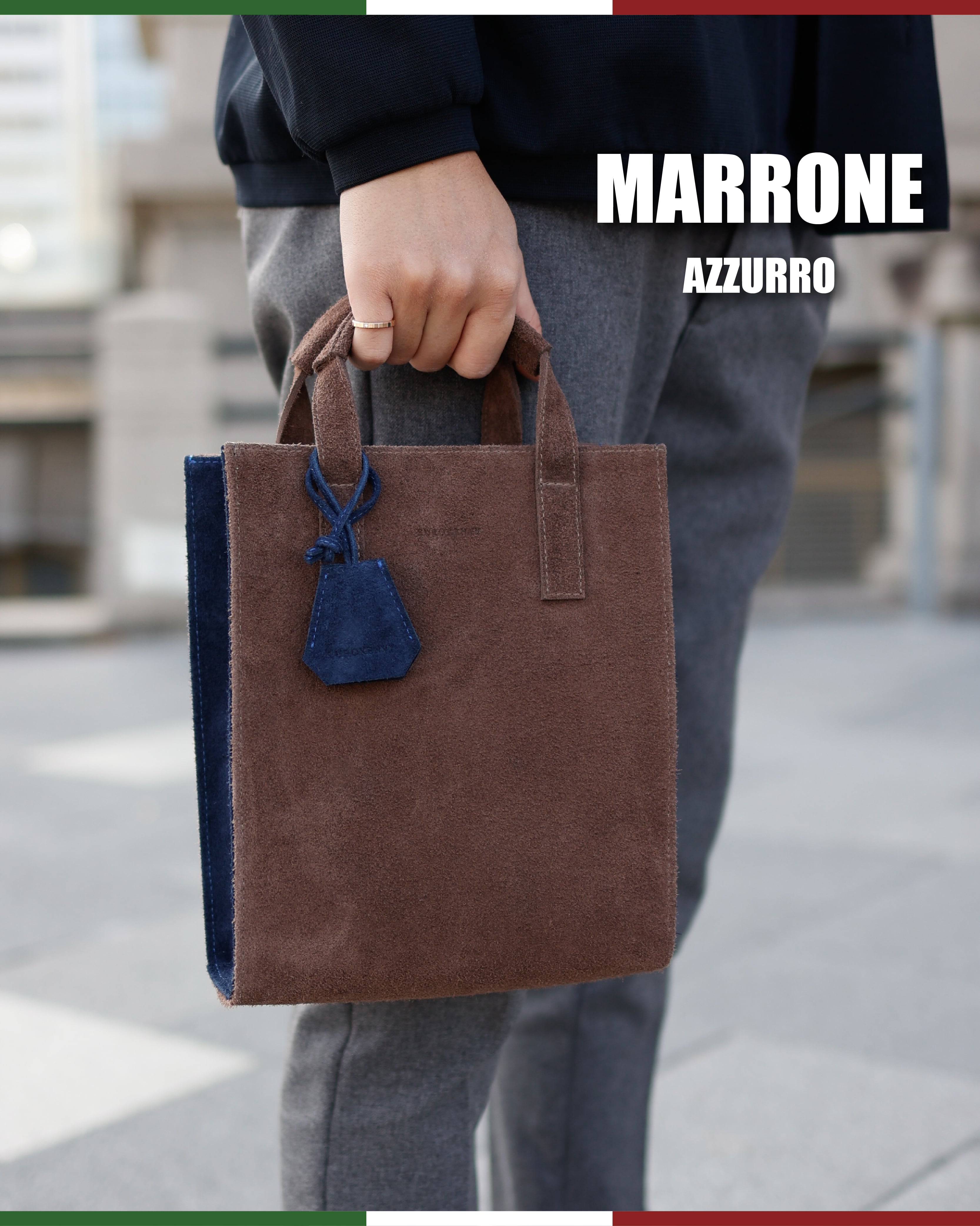 Italian Velour Leather Mini Totebag【イタリア製】【送料無料