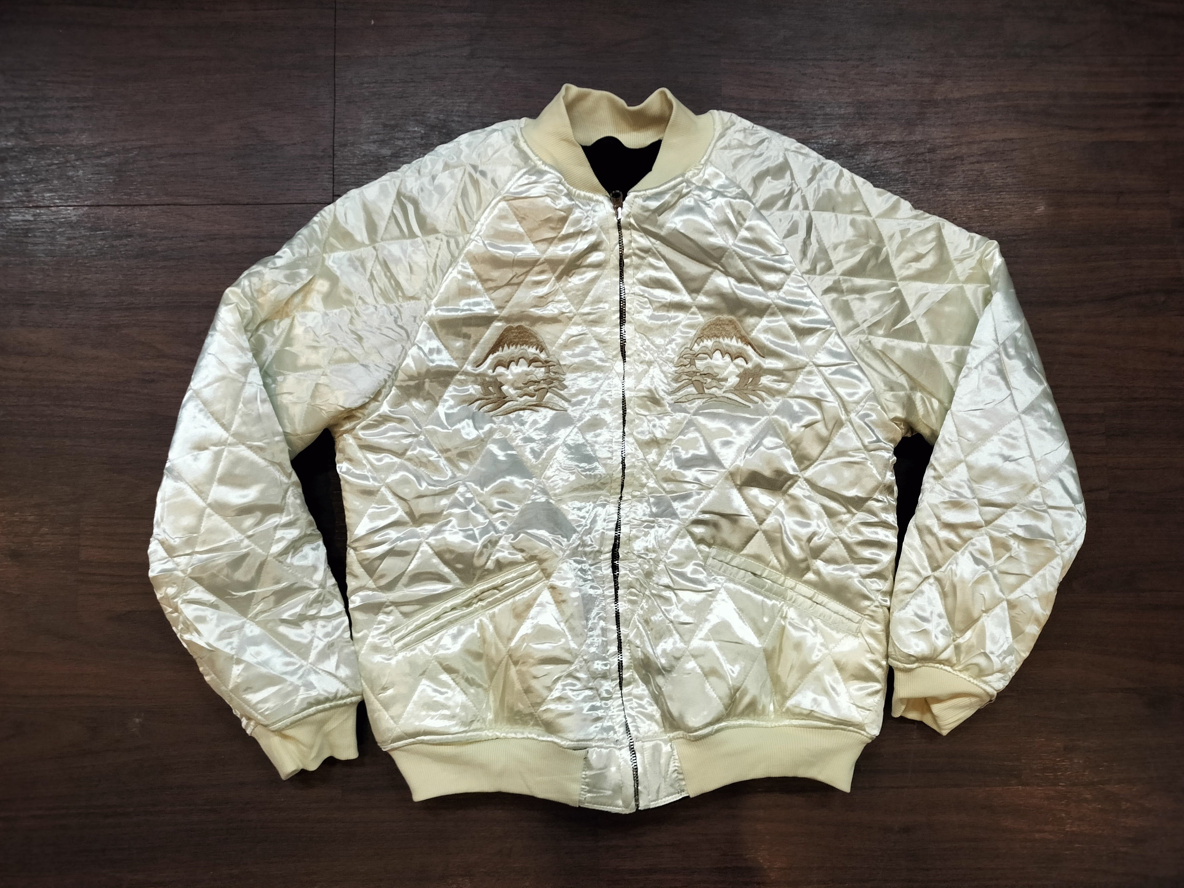 417 別珍スカジャン 白虎 黒 x 生成り | American Wear Shop Lapine
