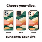 受注生産 iPhoneケース くすみカラーの山並みウェーブ｜レトロウェーブ CURV015D