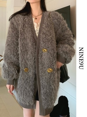 fur fluffily long cardigan【NINE7035】