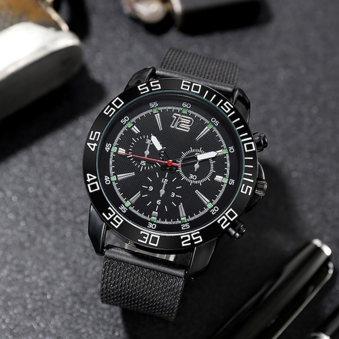 クォーツ メンズ 腕時計 脆 ブラック 新品未使用 黒 カジュアル 