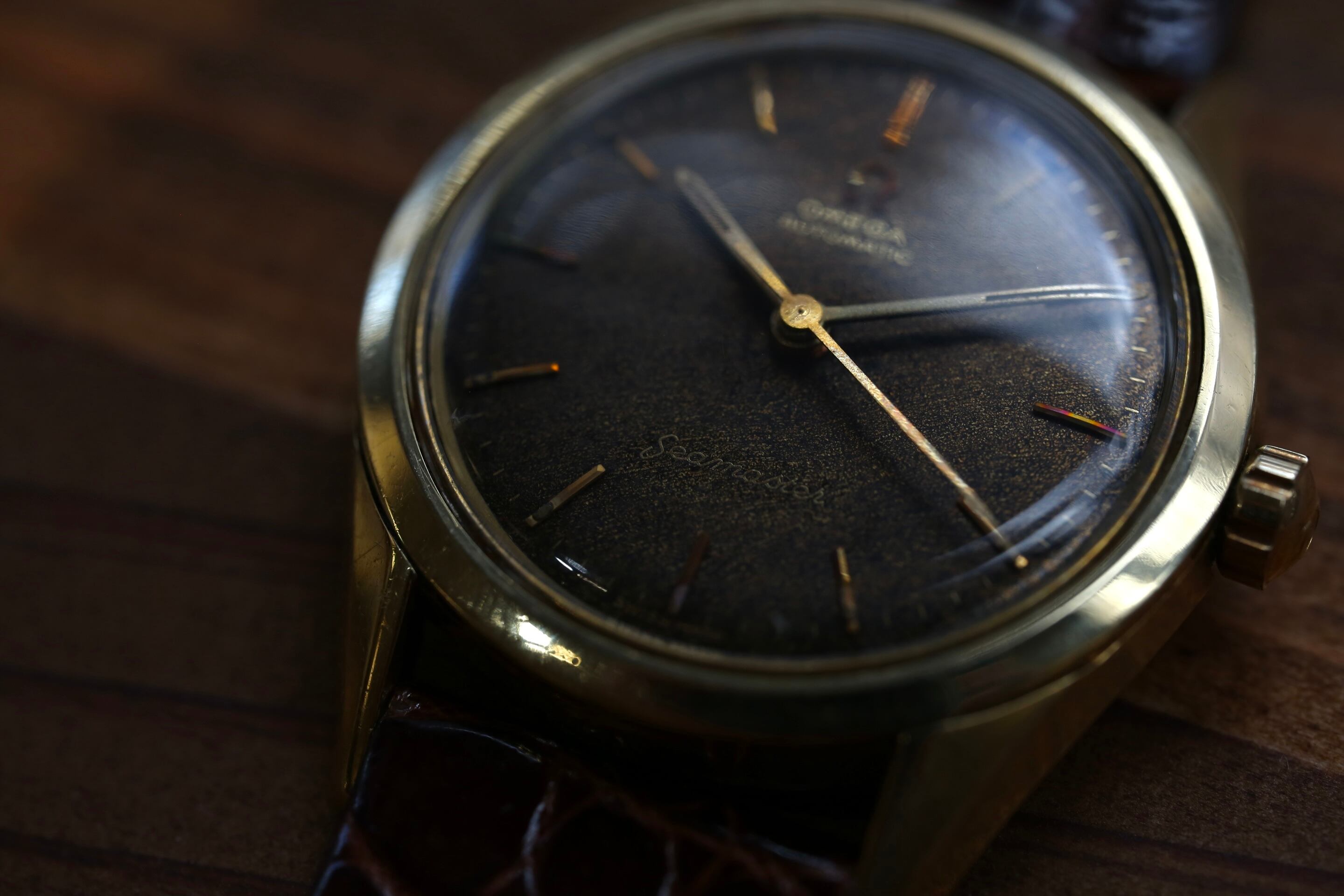 1950's OMEGA Seamaster 自動巻き 黒文字盤