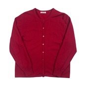 カシミヤ100% NONA ノナ クルーネック ニット カーディガン XL /レッド系 レディース