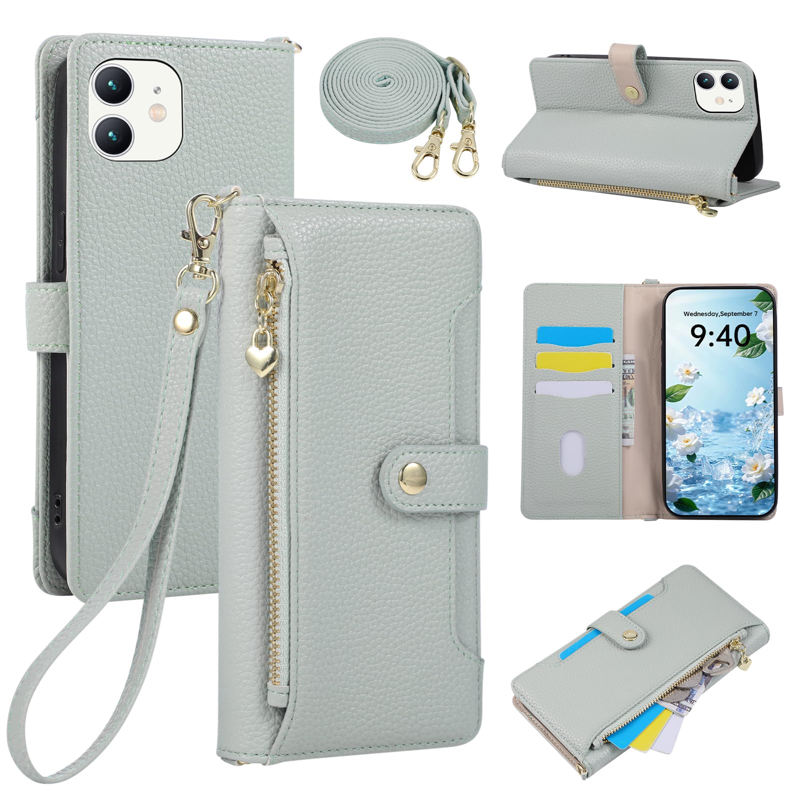 LBLB iPhone 12 mini 用 ケース 手帳型 いphone12mini ケース ショルダー ストラップ付き (ブルー)