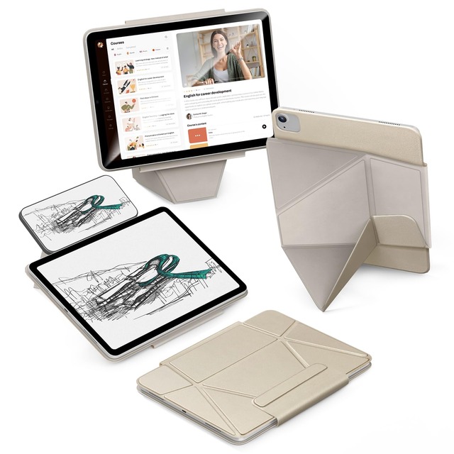 LUTSIDUTA iPad Air 11インチ 用 ケース M4/M3/M2・第5/4世代対応 縦横スタンド 強力マグネット ペン収納 PUレザー