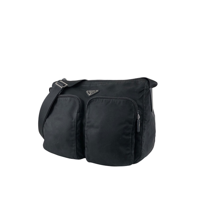 PRADA プラダ ショルダーバッグ ブラック トライアングルロゴ ナイロン ダブルポケット vintage ヴィンテージ オールド se4edp