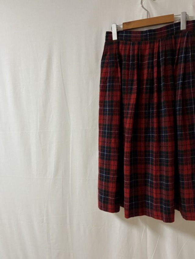 1980's Check Pattern Wool Blend Gather Skirt