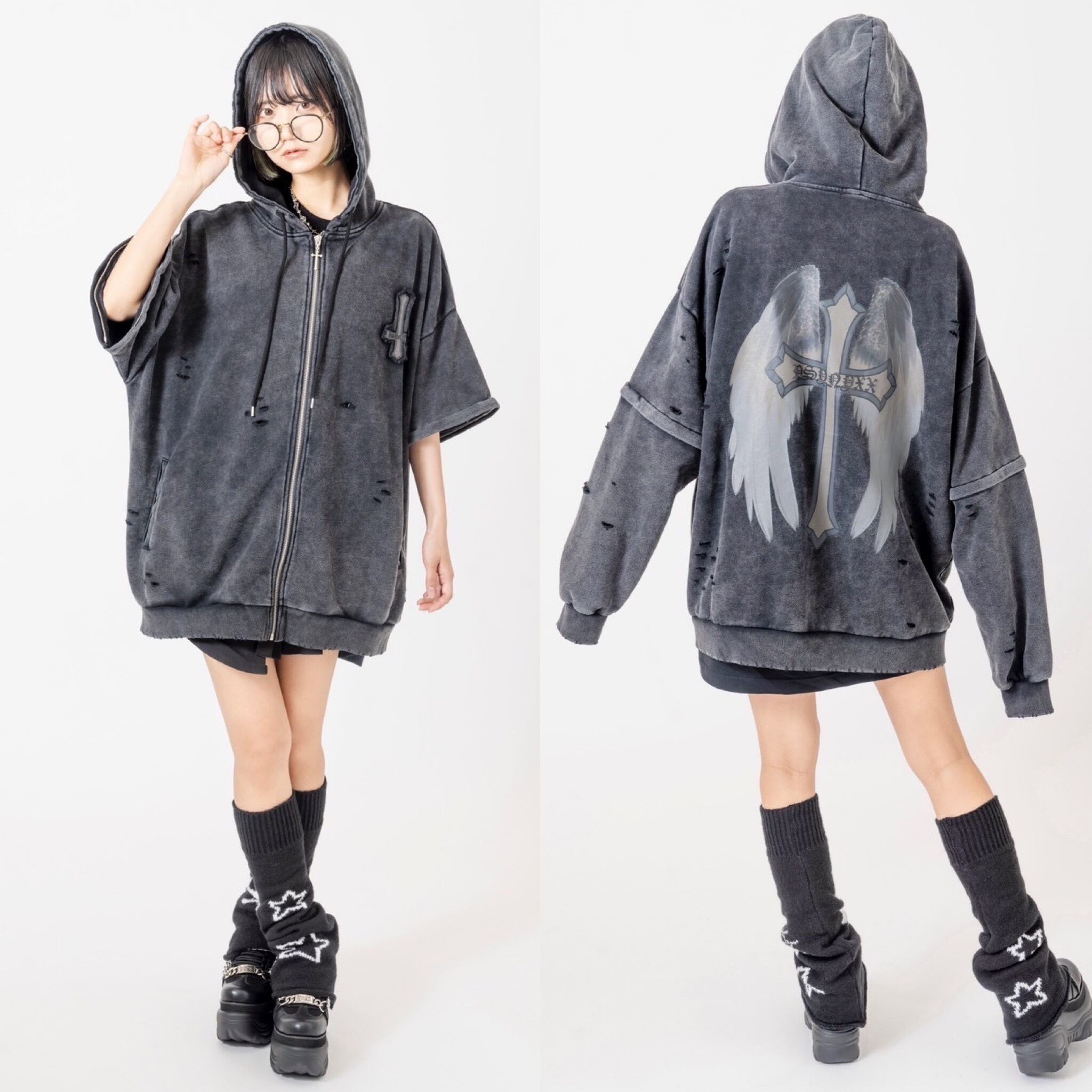 数量限定PSYNYXX ピグメント2wayクロス羽パーカー サブカル 地雷  