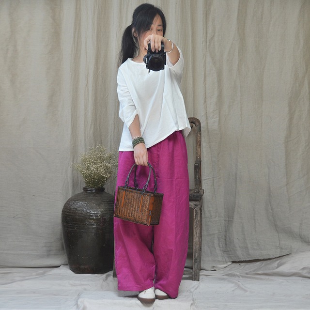 スプリングオータムソリッド カラーカジュアルパンツ スタンダード コットン レトロ 春物 秋物 ソリッドカラー Yiranxuaディースワード16004918321