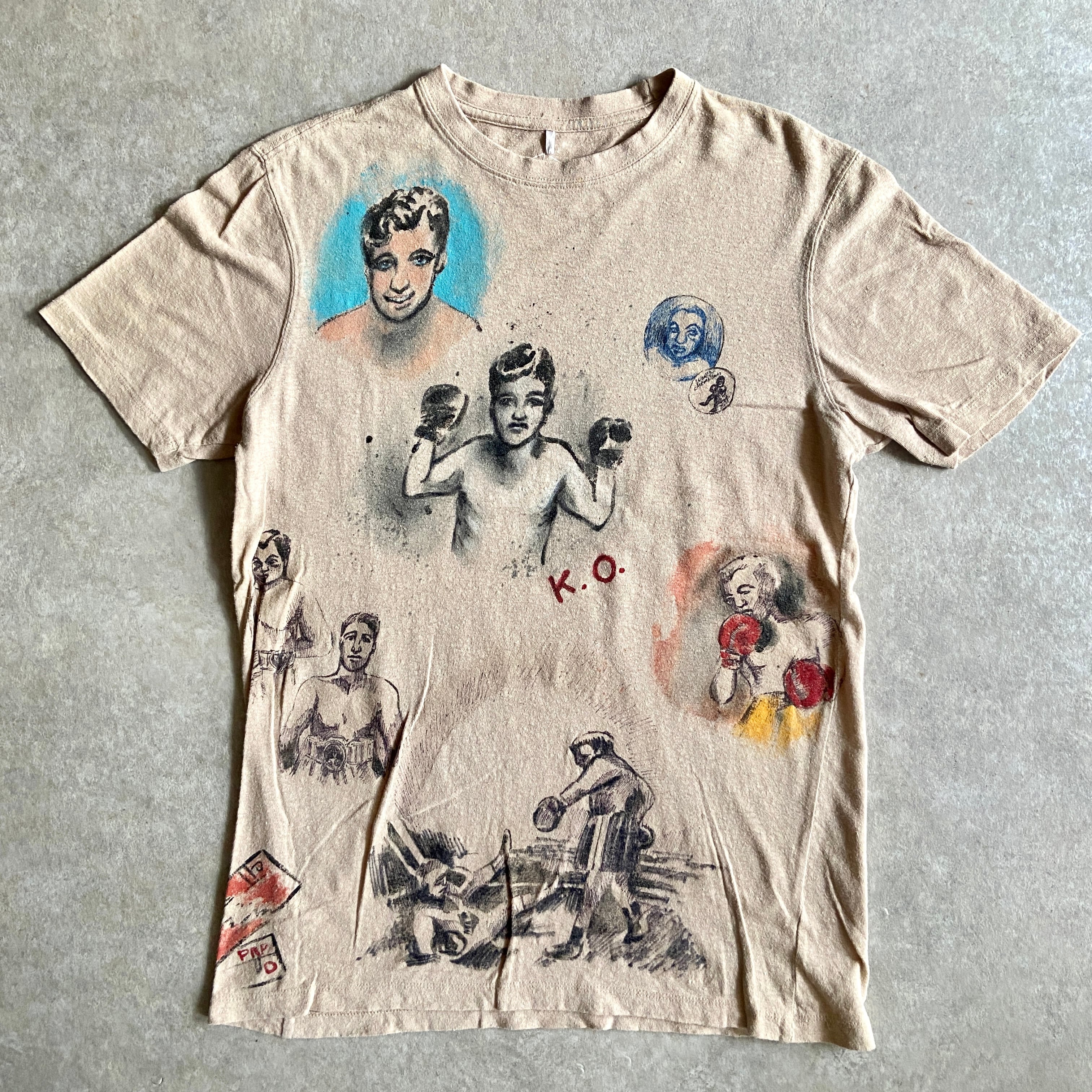 Boxing Hand Printed Tee M Made in USA H445
