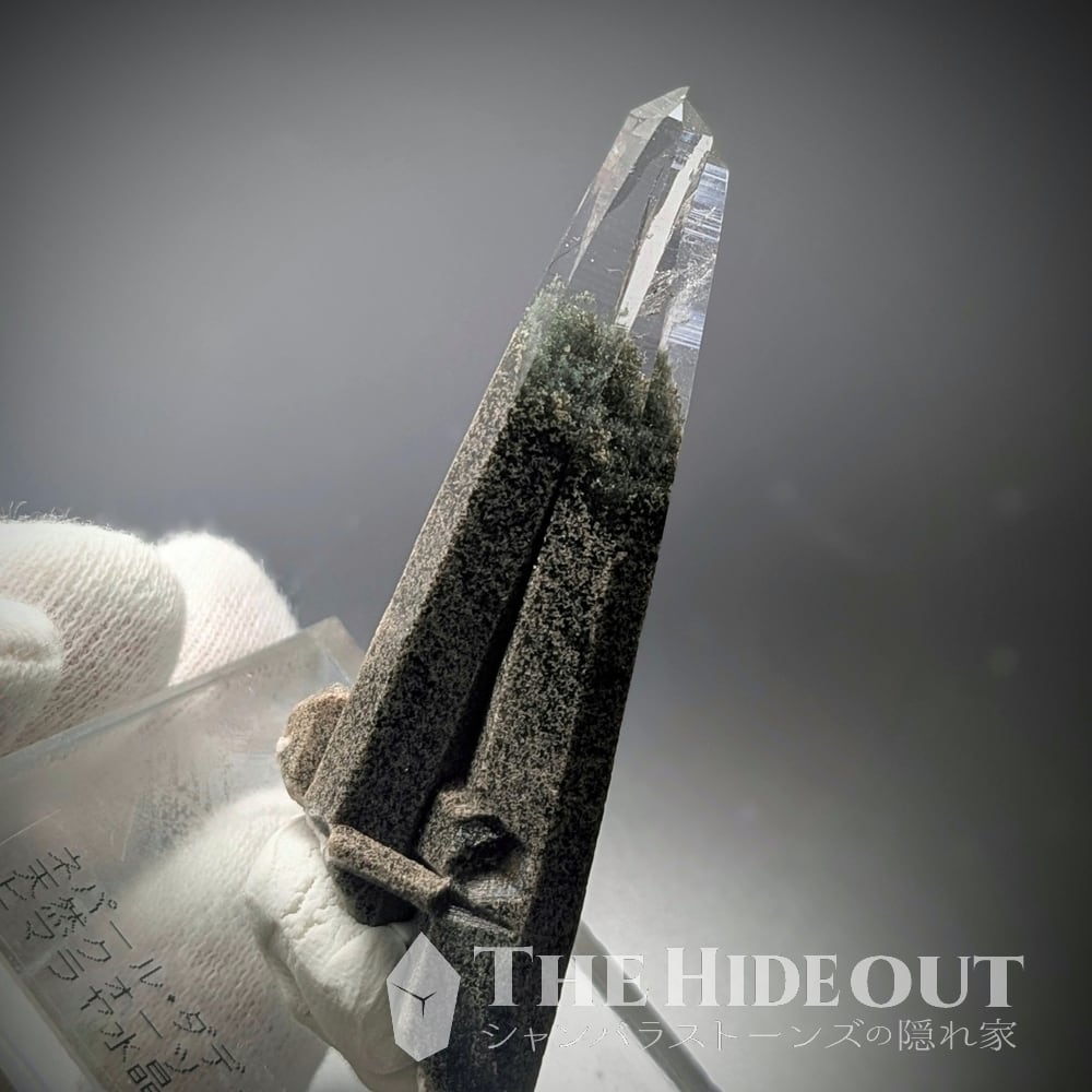 ヒマラヤ水晶オールドストック原石標本028 藻じゃないのよ、緑泥石