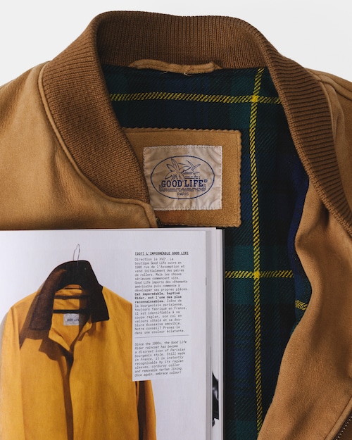 [1980s-1990s] "GOODLIFE PARIS" Sheep Suede Blouson with Tartan Lining (Paris, France)