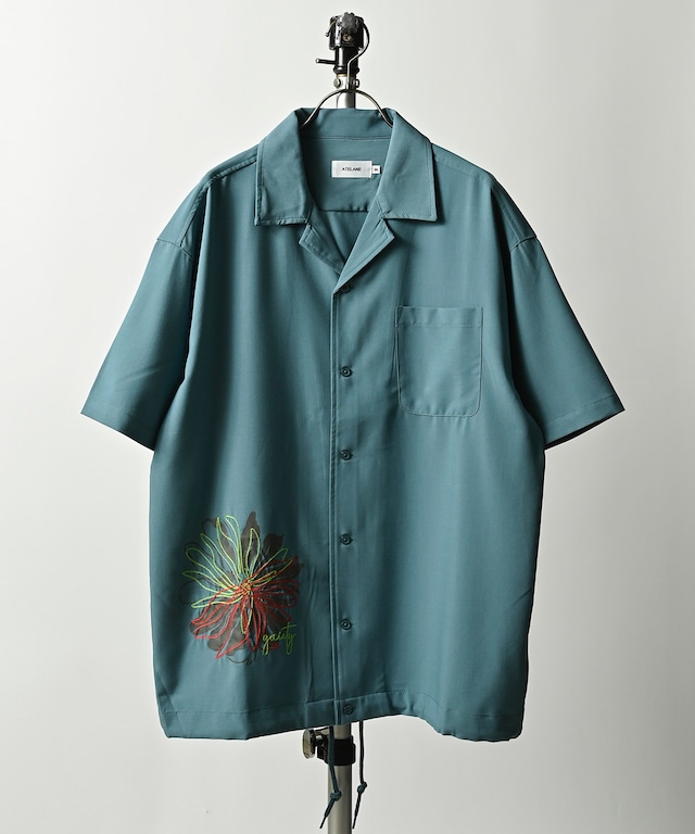 ATELANE flower embroidery short sleeve shirt (BRN) 24A-15020