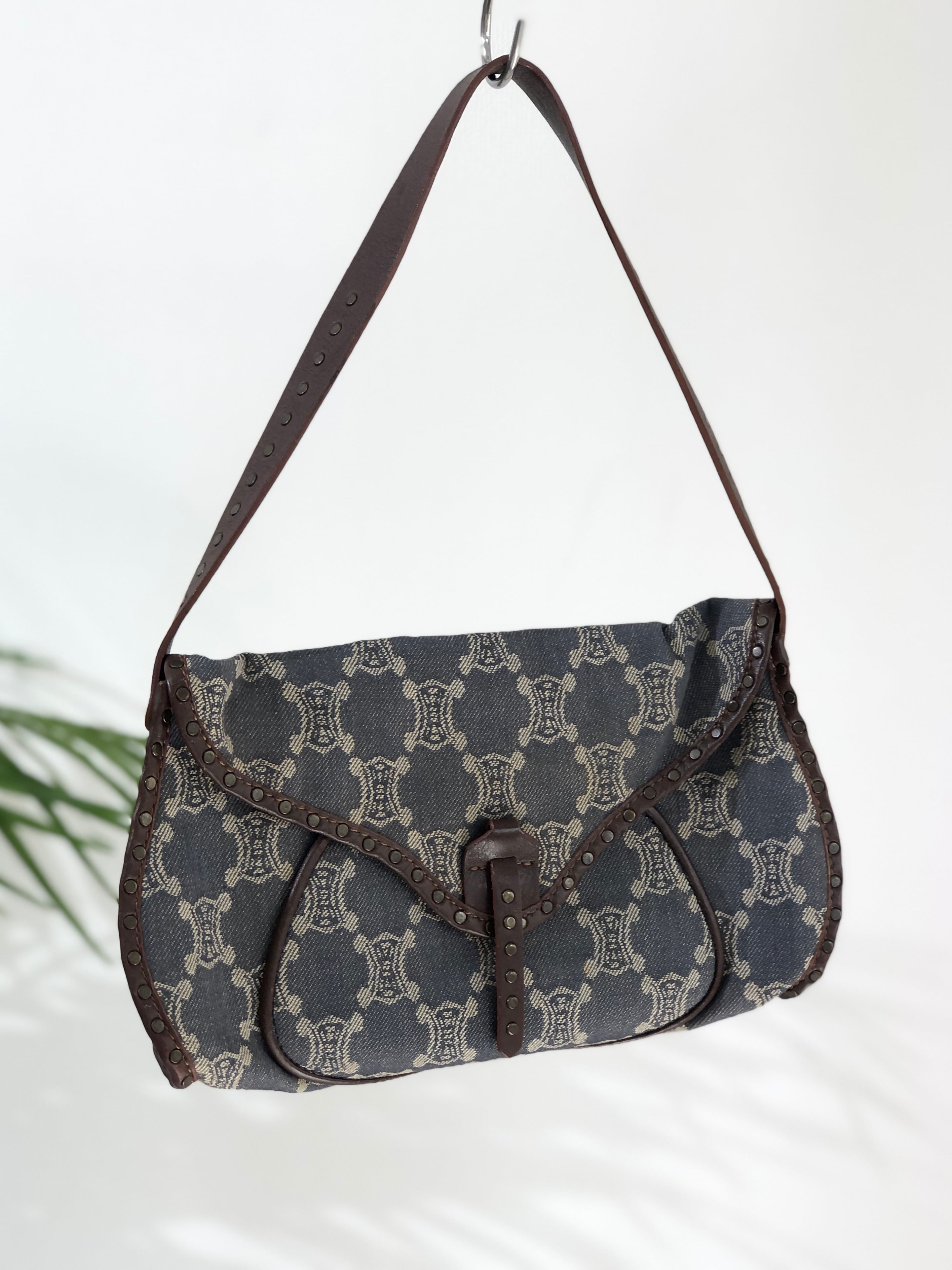 CELINE セリーヌ パリマカダム ロゴ デニム ホーボーバッグ ショルダーバッグ インディゴ vintage ヴィンテージ オールド xsbhs5