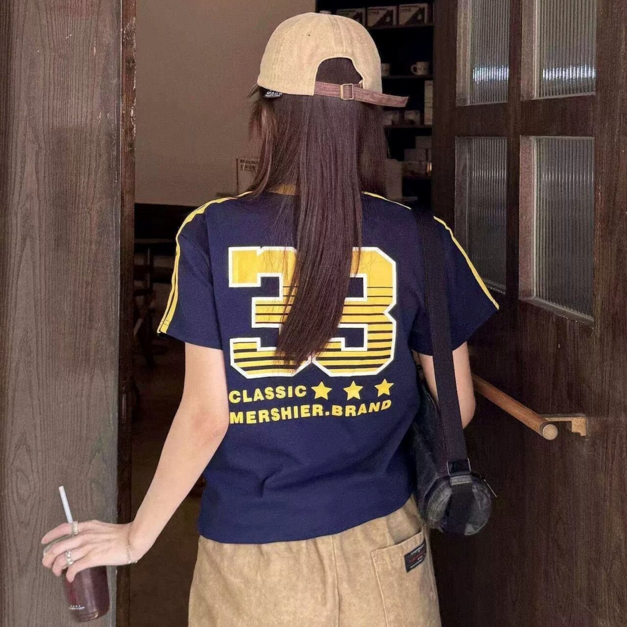 サイドラインナンバリングプリントTシャツ 2col R02295