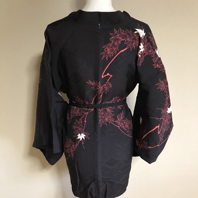 HAORI Black × pattern autumn leaves MOMIJI【HB01】