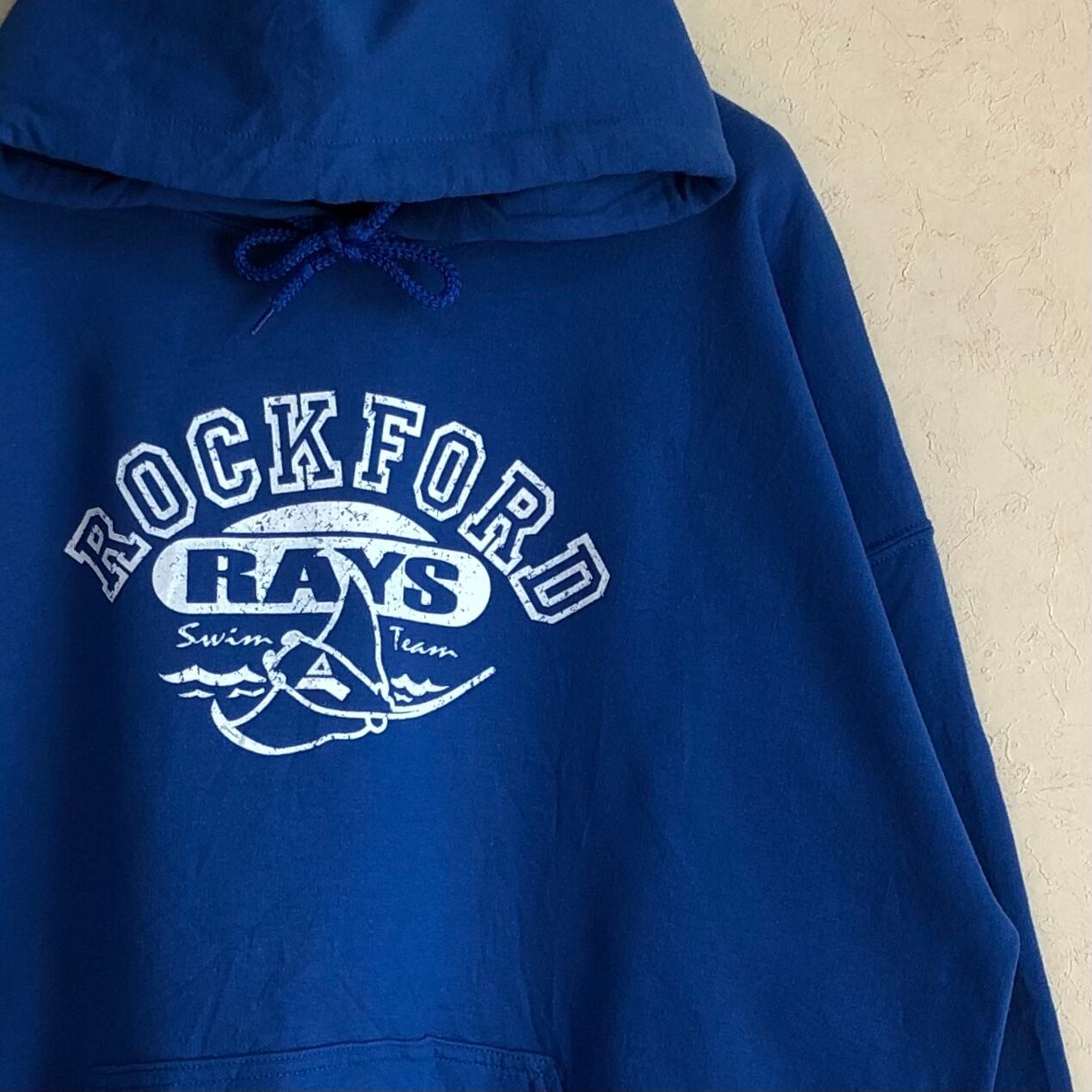 【XLサイズ】US YMCA スイミングチーム ルーズシルエット 青×白 パーカー USカレッジもの古着