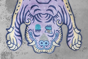 Tibetan Tiger Rug 《Lサイズ•シルク•オリジナル1•パープル172》チベタンタイガーラグ