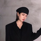 Tumulus: ウールの秋と冬の黒のベレー帽 ese 野生の ins 潮の帽子英国のレトロな画家のつぼみの帽子 ブラック オータム 秋物 ウィンター 冬物 ベレット ヘアアクセサリー Tum7374169674