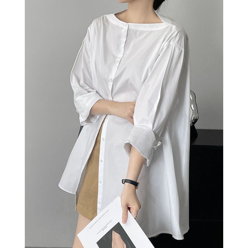 boat neck tunic shirt 100937