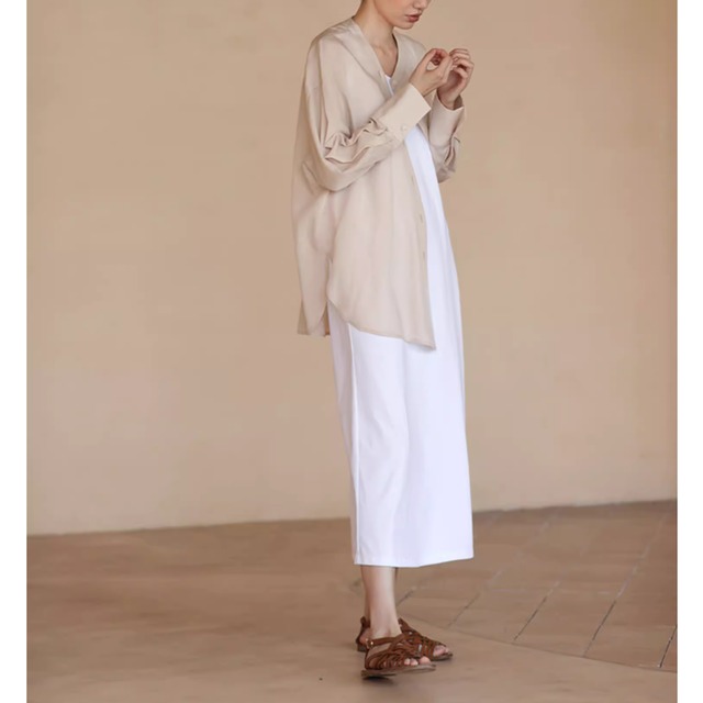 【オーバーサイズVネックロングスリーブシャツ】P00284